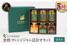 【産品コンクール金賞受賞】金柑・オレンジジャム詰め合わせ 6本（5種）ジャム マーマレード 朝食 パン セット ギフト 贈答 清木場果樹園 鹿児島 南さつま市