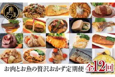 【定期便 全12回】お肉とお魚の贅沢おかず定期便 お肉とお魚の贅沢おかず定期便（全12回）毎月届くお楽しみ 惣菜 セット ハンバーグ ローストビーフ 焼き魚 煮魚 パスタソース うなぎ 鰻 ビビンバ 冷凍餃子 お吸物 鹿児島県産 黒毛和牛 黒豚 おかず コース 定期配送 南さつま市