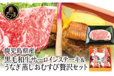 【鹿児島県産】黒毛和牛ステーキとうなぎ蒸しおむすびの贅沢セット（同梱発送） 肉 牛肉 鰻 セット ギフト 贈答 冷凍 スターゼン 南さつま市