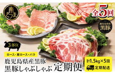 【定期便 全5回】鹿児島県産 黒豚しゃぶしゃぶ定期便 （計1.5kg × 5回） 黒豚 ロース バラ 肩ロース 食べ比べ 定期便 鍋 お鍋 冷しゃぶサラダ お肉 豚肉 小分け 冷凍 スライス ポーク ブランド スターゼンミートプロセッサー 南さつま市