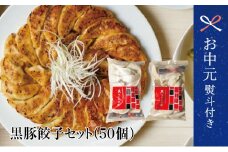 【お中元ギフト】鹿児島県産 手作り本格黒豚餃子 50個 （25個×2P）餃子 ギョーザ 生ぎょうざ おかず 総菜 お弁当 のし 冷凍 南さつま市 贈り物 ギフト 贈答用