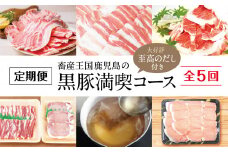 【定期便】畜産王国鹿児島の黒豚満喫コース 至高のだし付き（全5回） お肉 定期便 国産 鹿児島県産 豚肉 黒豚 しゃぶしゃぶ とんかつ 焼肉  切り落とし セット 毎月 食べ比べ 冷凍 南さつま市
