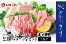 【お中元ギフト】ブランド黒豚 かごしま 黒豚 600g バラエティセット お肉 国産 豚肉 焼肉 とんかつ しゃぶしゃぶ 鹿児島県産 冷凍 南さつま市 贈り物 ギフト 贈答用