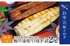 【お中元ギフト】【鹿児島県産 鰻】うなぎ専門店「万のせ」うなぎ蒲焼・白焼きセット（手焼き）各1尾 (約160g) 計2尾 ジューシー スタミナ ウナギ 鰻 蒲焼き うな重 たれ だし 出汁付き ひつまぶし 山椒 わさび 冷凍 簡単調理 南さつま市 贈り物 ギフト 贈答用