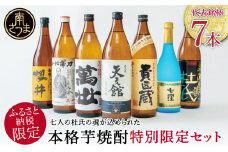 ふるさと納税限定 焼酎杜氏発祥の地 南さつま七蔵の本格芋焼酎代表銘柄7本セット 鹿児島 本格焼酎 芋焼酎 25% 720ml 900ml 米麹 さつまいも 飲み比べ ロック 水割り お湯割り ハイボール お酒 厳選 希少 限定 南さつま市