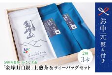 【お中元ギフト】鹿児島茶 自園自製 「金峰山 白銀」上煎茶＆ティーバッグセット 贈答用 ギフト 贈答 鹿児島県産 かごしま お茶 水出し 冷茶 日本茶 緑茶 茶葉 西馬場製茶 南さつま市 贈り物 ギフト 贈答用