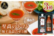 至高のトマト加工品詰合せ ［3種類］ 南国 フルーツトマト100%使用 薩摩甘照 さつまあまてらす トマトジュース トマトケチャップ 濃厚 コク 甘み 天然素材 とまと 野菜 飲料 ドリンク ギフト 贈り物 贈答用 化粧箱入り 高槻電器工業 南さつま市
