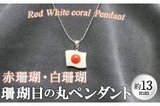 【数量限定】珊瑚日の丸ペンダント (赤珊瑚、白珊瑚:約13×16.5mm) 珊瑚 サンゴ アクセサリー ペンダント ネックレス wb7-005