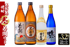 ＜入金確認後、2週間以内に発送！＞志布志焼酎「志」若潮セット 計4本(4種、720ml・900ml) a9-018-2w