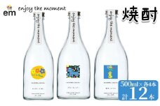 ＜入金確認後、2週間以内に発送！＞「enjoy the moment」プロジェクト 焼酎3種(25度)500ml 各4本 計12本 黄麹 焼酎 酒 芋 お湯割り 水割り ロック ソーダ割り 飲み比べ 紫芋 芋焼酎 c0-112-2w