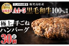 【家計応援】＜和牛切り落とし＋150g付き！＞＜A4・A5等級＞鹿児島県産黒毛和牛100%使用極上手ごねハンバーグ計4.5kg(150g×30個) d0-033-kk