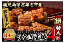 【数量限定】うなぎの大楠＜超特大＞4尾セット計760g以上(190g×4) c3-022