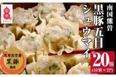 鹿児島県志布志産黒豚使用 南国熊曽黒豚五目シュウマイ 計20個(10個x2パック) a0-333