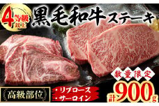 黒毛和牛ステーキ肉高級部位2種＜リブロース・サーロイン＞食べ比べ(計900g) b7-019