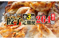 【定期便・全3回】自慢の鹿児島県産餃子3種食べ比べセット 総計264個【訳あり含む】t003-017