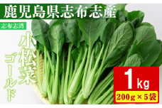 【期間限定】志布志湾小松菜ゴールド(計1kg・200g×5袋) 小松菜 こまつな こまつ菜 コマツナ 野菜 やさい 小分け パスタ ナムル スムージー ラーメン 炊き込みご飯 期間限定 鹿児島県産 志布志 1kg a1-031