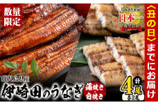 【丑の日までに配送】【数量限定】鹿児島県産 伊崎田のうなぎ蒲焼き＆白焼きセット(計4尾/各2尾/計540g以上) b7-022-us