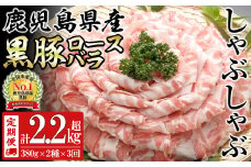 【定期便全3回】鹿児島県産黒豚＜ロース・バラ＞(計2.28kg/380g×2P×3回) t0045-008