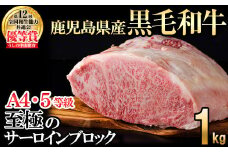【数量限定】A4・5等級 鹿児島県産黒毛和牛うしの中山サーロインブロック1kg 黒毛和牛 和牛 ステーキ サーロイン ブロック 肉 牛肉 国産 九州産 鹿児島県産 赤身 焼肉 日本一 ランキング 人気 A4 A5 h5-001