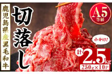 【小分け】＜A5等級＞鹿児島県産黒毛和牛 切り落とし(250g×10P・計2.5kg) 牛肉 肉 小分け 切落し 切り落とし 切り落し 国産 鹿児島県産 黒毛和牛 A5 全国和牛能力共進会 牛丼 c0-121