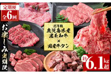 【定期便・全6回】＜A5等級＞鹿児島県産黒毛和牛＆国産牛タンのお楽しみ牛肉定期便＜計6.1kg超＞ 定期便 牛肉 肉 お楽しみ バラエティ 小分け 牛たん すき焼き しゃぶしゃぶ ステーキ 焼肉 セット 頒布会 t0135-001