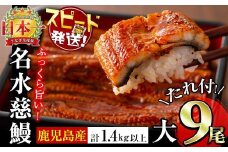 鹿児島県産うなぎ蒲焼 名水慈鰻 大9尾(1尾160g以上)＜計1.4kg以上＞ e8-001