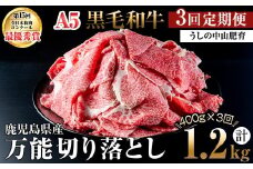 【定期便全3回】＜A4・A5等級＞黒毛和牛万能切り落とし肉 計1.2kg(400g×1P・全3回) 黒毛和牛 和牛 切り落とし 肉 牛肉 国産 九州産 鹿児島県産 すき焼き しゃぶしゃぶ 牛丼 小分け A5 日本一 ランキング 人気 定期便 t0039-005