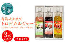 【ギフトにどうぞ】奄美のとれたてジュース アソート3本セット（パッション・グァバ・すもも）　A015-010