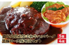 071-05 鹿児島県産黒毛和牛ハンバーグ・黒豚ロース味噌漬セット