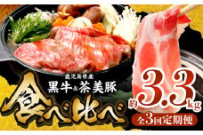 【全3回】鹿児島黒牛・茶美豚食べ比べ定期便 022-56