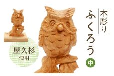 046-34 木彫り ふくろう (中)