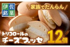 Z5-02 伊佐銘菓！トリコロールのチーズブッセ(12個) ふるさと納税 伊佐市 特産品 お菓子 洋菓子 スイーツ おやつ 冷凍 冷凍便 家族団欒【ケーキハウストリコロール】