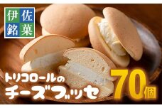B8-03 伊佐銘菓！トリコロールのチーズブッセ(70個) ふるさと納税 伊佐市 特産品 お菓子 洋菓子 スイーツ おやつ 冷凍 冷凍便【ケーキハウストリコロール】