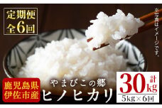 E0-03 【定期便6回】特別栽培ヒノヒカリ(計30kg・毎月5kg×6ヶ月)ふるさと納税 伊佐市 特産品 白米 精米 ひのひかり【やまびこの郷】