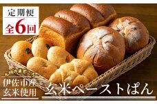F0-02 【定期便】玄米ペーストぱん詰め合わせ定期便(6ヶ月) ふるさと納税 伊佐市 特産品 自社栽培 玄米 パン 食ぱん カンパーニュ クランベリーカンパーニュ バターロール あんぱん くるみぱん 詰合せ セット【やまびこの郷】
