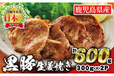 A0-43 鹿児島県産  黒豚生姜焼き(計600g・300g×2パック) 黒豚 豚 ぶた 肉 ロース 生姜 味付 惣菜 夕飯 おかず 焼くだけ 簡単調理 冷凍 【財宝】