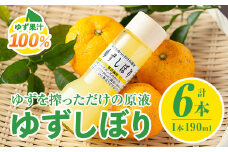 A0-46 ＜数量限定＞ゆずしぼり 半ダース(190ml×6本) ふるさと納税 伊佐市 特産品 柚子 ゆず ユズ 果汁 100% ジュース 自家栽培 塩不使用 食酢 ポン酢 お湯割【ゆず香房】