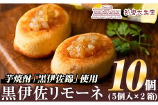 isa185 《毎月数量限定》黒伊佐リモーネ(計10個・5個入×2箱)地元芋焼酎黒伊佐錦とレモンピール香るお菓子！贈り物・ご進物にも【新富大生堂】