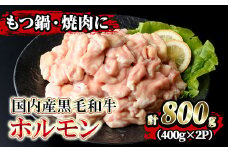 isa205 国内産黒毛和牛！ホルモン(計800g・400g×2P) ふるさと納税 伊佐市 特産品 国産 牛 和牛 大腸 小腸 赤センマイ ミックス 小分け 真空パック もつ鍋 焼肉 煮込み BBQ バーベキュー アウトドア 冷凍 冷凍便【堀ノ内商会】