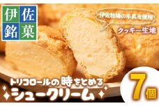 isa246 伊佐銘菓！トリコロールのシュークリーム＜クッキー生地＞(7個) ふるさと納税 伊佐市 特産品 お菓子 洋菓子 スイーツ おやつ 冷凍 冷凍便 家族団欒【ケーキハウストリコロール】