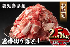 isa267 鹿児島県産黒豚切り落とし(計2.5kg・250g×10P) 精肉 小分け 切落とし 料理 パック 国産 薄切り 豚肉 九州産 冷凍 【増元精肉店】