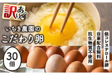 isa317 《訳あり・毎月数量限定》いちき農園のこだわり卵(計30個・15個入り×2パック) 平飼い 鶏 たまご 低コレステロール 抗生物質不使用 卵かけご飯 TKG 訳あり【いちき農園】