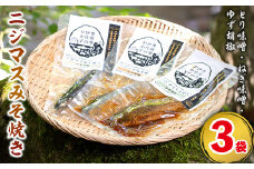 isa389 鹿児島県産にじますを使用したニジマスみそ焼き3種セット(とり味噌・ねぎ味噌・ゆず胡椒) ふるさと納税 伊佐市 特産品 養殖 応援 柚子胡椒 加工品 魚 おかず おつまみ コラボ【中村産業】