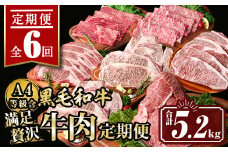 isa513 【定期便６回】満足贅沢 牛肉定期便(合計5.2kg) 肉 牛肉 霜降り すきやき しゃぶしゃぶ 牛しゃぶ サーロイン リブロース ステーキ 冷凍 カタロース 肩ロース BBQ アウトドア 【サンキョーミート株式会社】