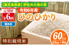 isa517-B 【定期便6回】 ＜無洗米＞選べる精米方法！令和6年産 鹿児島県伊佐産 特別栽培ひのひかり(計60kg・10kg×6ヵ月) 国産 白米 精米 無洗米 伊佐米 お米 米 生産者 ひのひかり 定期便 【Farm-K】