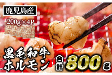 isa530 ≪毎月数量限定≫鹿児島産黒毛和牛ホルモン(合計800g・200g×4P) 国産 牛 和牛 小腸 小分け 真空パック もつ鍋 焼肉 煮込み BBQ バーベキュー アウトドア 冷凍 冷凍便【財宝】