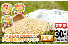 isa538 【定期便】令和6年産 特別栽培米 永池ひのひかり玄米(計30kg・10kg×3ヶ月) 鹿児島 永池 お米 米 玄米 伊佐米 九州米サミット 食味コンテスト 最優秀賞受賞 ヒノヒカリ【エコファーム永池】