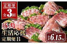 isa646 【定期便3回】豚肉生活応援定期便B(合計6.15kg) 国産 切り落とし バラスライス 肩ロース ロース しゃぶしゃぶ 生姜焼き 真空包装 真空パック 小分け ぶたにく 豚 肉 詰合せ 詰め合わせ 冷凍 【サンキョーミート株式会社】
