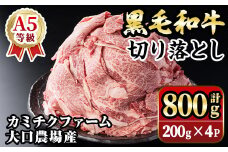 isa692 鹿児島県(カミチクファーム 大口農場)産 黒毛和牛切り落とし(計800g・200g×4パック) 黒毛和牛 切り落とし 和牛 国産牛 高級肉 A5 ランク 霜降り 赤身 牛肉 薄切り スライス 多用途 日常使い ごちそう 人気 おすすめ 高タンパク 【お肉の直売所 伊佐店】
