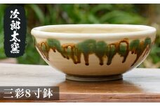 a288 三彩8寸鉢！【次郎太窯】 姶良市 陶器 食器 皿 大皿 器 うつわ おしゃれ